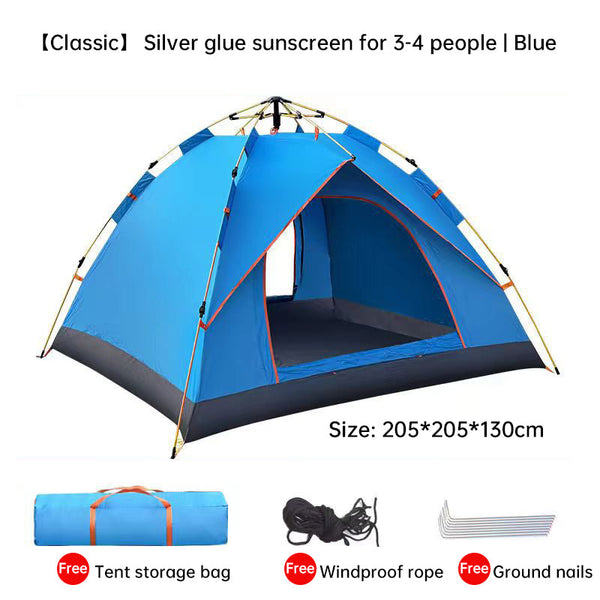 Quick-Deploy Green White Outdoor Tent for 3-4 People