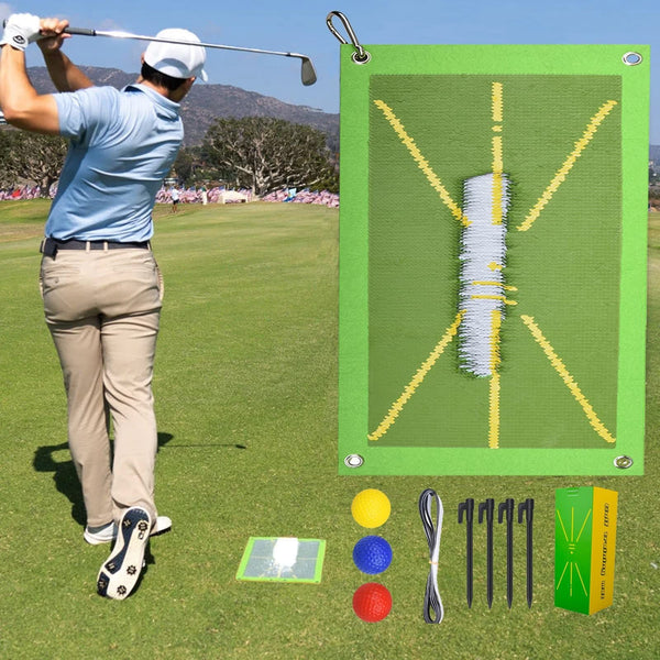 Golf Swing Training Mat with Directional Swing Tracks