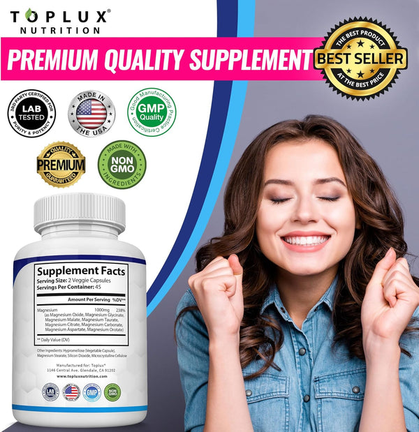 Magnesium Complex 1000mg Glycinate Citrate Malate Taurate Capsules