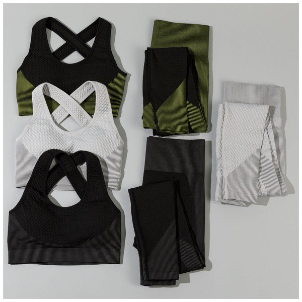 Textured Leggings Sports Bra Activewear Workout Set