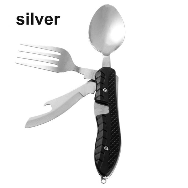 Portable Stainless Steel Camping Knife Fork Spoon Tableware Set