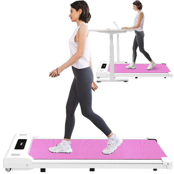 Pink Under-Desk Treadmill Walking Mat with Remote