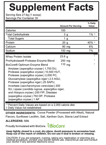 Chocolate Whey Protein Isolate Powder for Fitness Nutrition